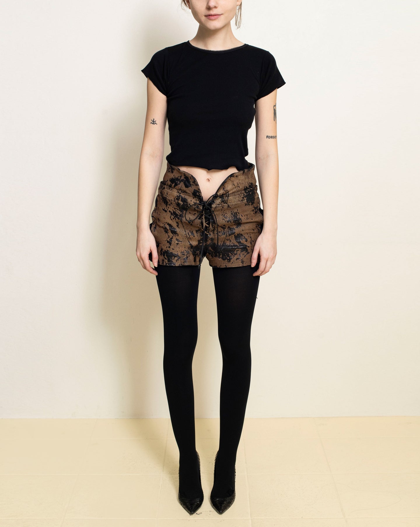 Sasha Douglas-Nares - Distressed Leather Shorts